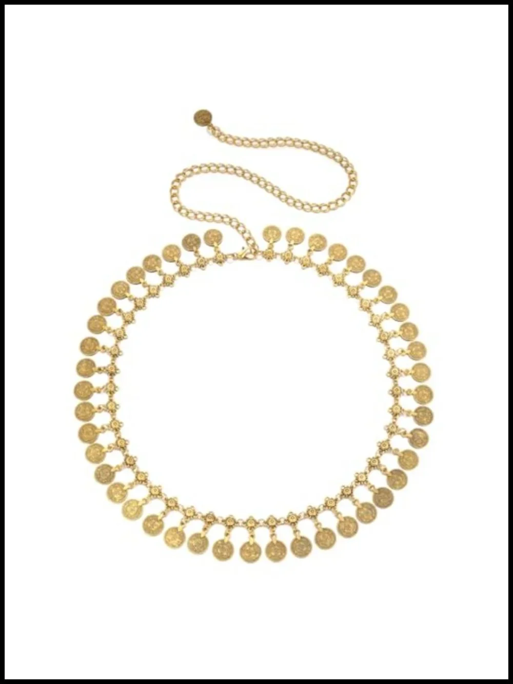 Metal Chain Belt with Coin Pendant, Adjustable Waist Belt for Dresses